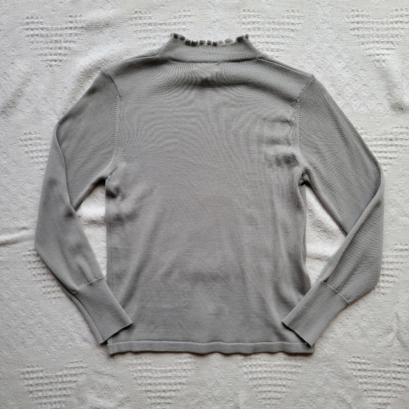 Casual Business Long-sleeve Mock Ruffled Turtleneck Wool Blend Soft Cozy Sweater - Picture 6 of 10